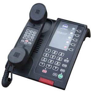 Bittel 48 Series 48B+-5B Single-Line Corded Hospitality Phone with 5 Guest Service Buttons - Black