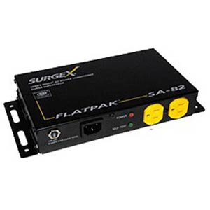 FlatPak SA82-Black - SurgeX - 2 Outlet 8 Amp Surge Protector and Power Conditioner - Black - FlatPak SA82, UPS, Surge Protector, Universal Power Supply, Uninterruptible Power Supply