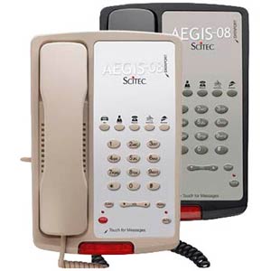 Aegis 5 08 B - Scitec - Single-Line Hospitality Phone with 5 Guest Service Buttons - Black - 80502, Hospitality Phone, Guest Room Phone, Hotel Phone, Aegis-08 Phone