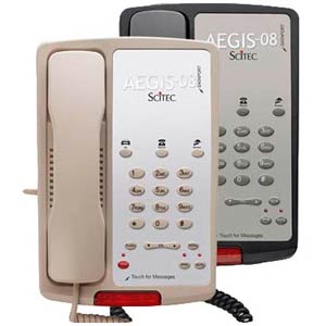 Aegis 3S 08 B - Scitec - Single-Line Hospitality Speakerphone with 3 Guest Service Buttons - Black - 88032, Hospitality Phone, Guest Room Phone, Hotel Phone, Aegis-08 Phone
