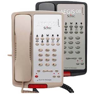 Aegis 10S 08 B - Scitec - Single-Line Hospitality Speakerphone with 10 Guest Service Buttons - Black - 88102, Hospitality Phone, Guest Room Phone, Hotel Phone, Aegis-08 Phone