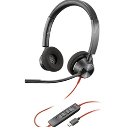 1699HP Poly Blackwire 3325 Stereo USB-C Headset +3.5mm Plug +USB-C/A Adapter