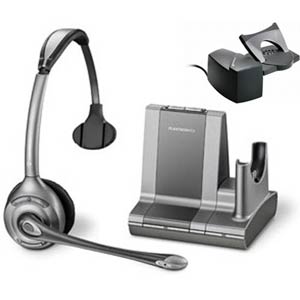 WO300 HL10 Bundle - Plantronics - Savi Office  OvertheHead Monaural Wireless UC Headset System w/ HL10 Lifter - 81794-01